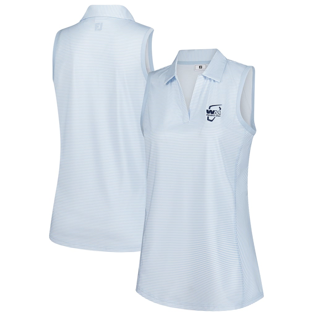  WM Phoenix Open FootJoy Women's Striped Sleeveless Polo - Light Blue